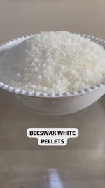 Load and play video in Gallery viewer, Beeswax Beads (White) Cosmetic Grade Refined..